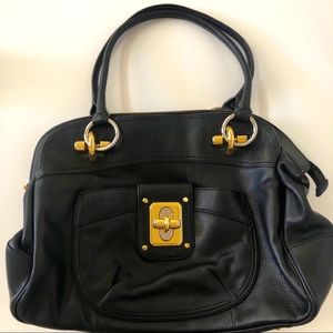 b makowsky Black tote with gold silver metal NWOT